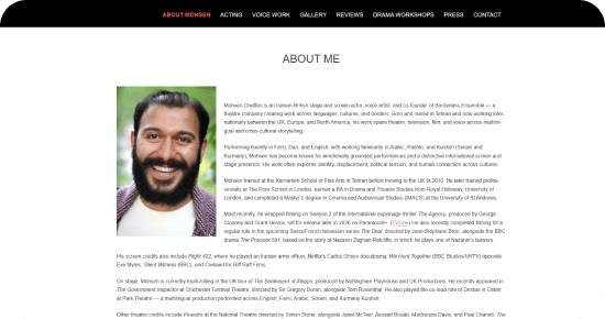 Transforming an Actor & Voiceover WordPress Website before redesign